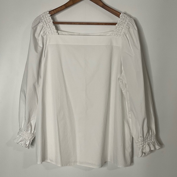 Lafayette 148 New York Beautiful Feminine White Eyelet Cotton Blouse size XL. - Picture 15 of 15